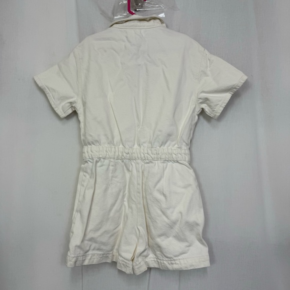 Zara Girls White One Piece Denim Romper Jumpsuit Size 9 - Picture 6 of 10